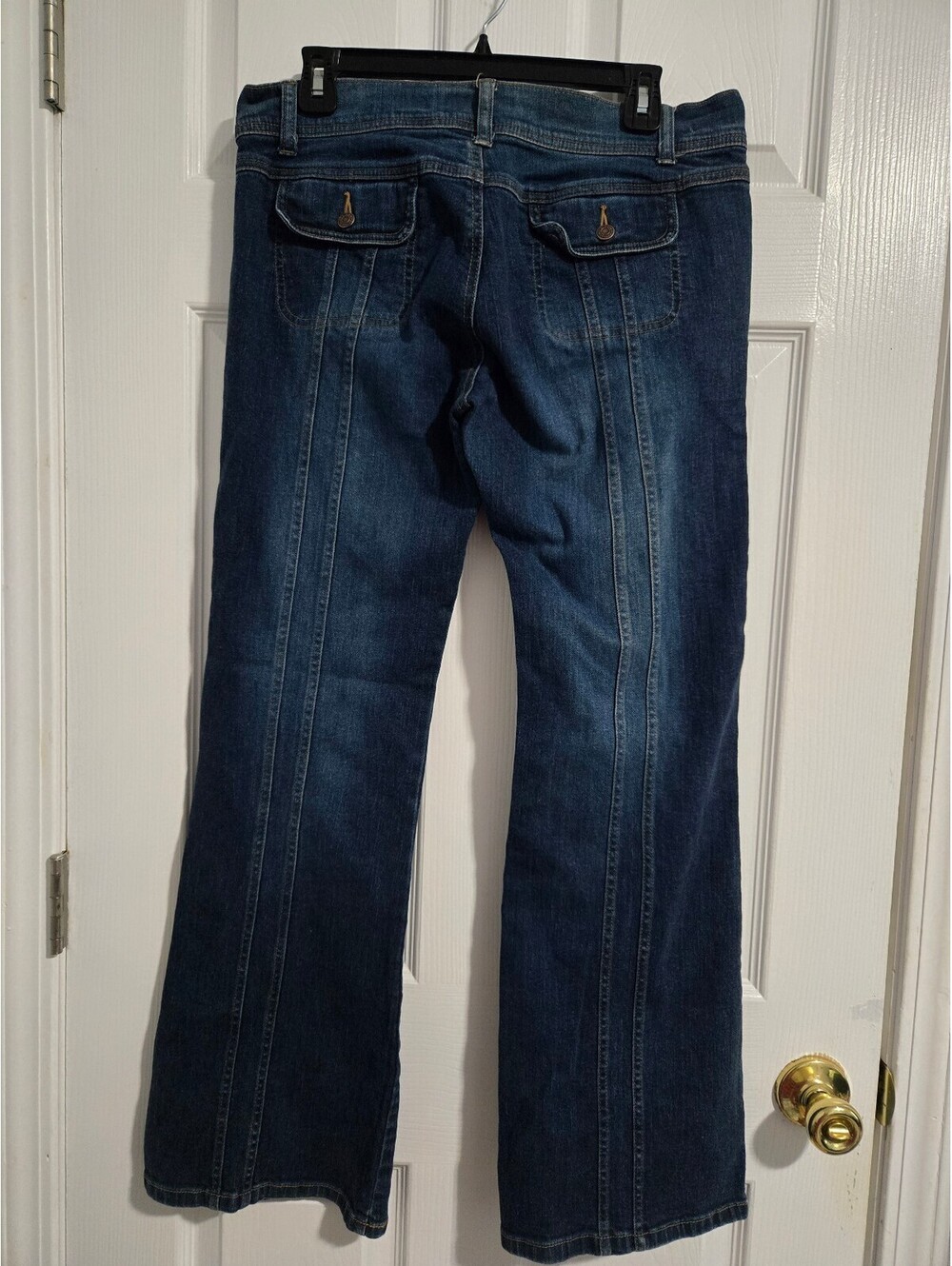 Vintage Old Navy Y2K Jeans Front Seam Flare Bootcut Dark Wash Stretch Size 12 - Picture 5 of 14